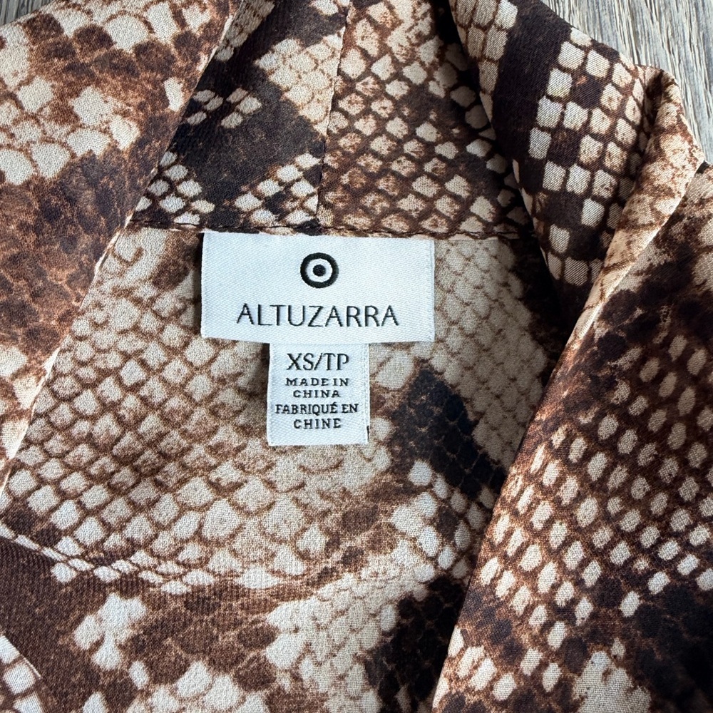 Altuzarra for Target Snakeskin V-Neck Sheer Draped Blouse Size XS - Picture 2 of 5